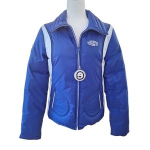 Lady Enyce Women's Vintage 90's Blue Down Filled Puffer Ski Winter Jacket sz L